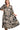 Front view of tiered midi dress with vibrant floral print and fitted waistline