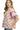 Side view of pink purple blouse showing layered ruffle sleeve and flowy fit