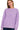 Front view of lavender sweatshirt with ribbed hem and drop shoulders.