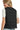 Back view of quilted vest with heart pattern and sleeveless cut