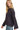 Side view of midnight hollow out cardigan showing openwork sleeves and hem