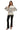 Model wearing ivory striped sweater with black trousers and heels for a polished look.