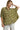 Front view of olive green jacquard shirt with heart texture and collared neckline