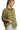 Side view of olive green jacquard shirt showing heart texture and relaxed oversized fit