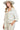 Side view of oatmeal linen blend fitted shirt with embroidery accents and curved seams.