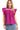 Front view of cap sleeve blouse with floral chest embroidery, high neckline.