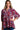 Front view of wine mix paisley boho tunic blouse with relaxed fit and high-low hem.