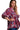 Side view of wine mix paisley tunic blouse highlighting flowy fabric and tunic drape.