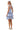 Back view of model in sleeveless gingham mini dress on white background.