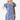 Fashionable short dress with bright multicolor floral pattern modeled by a woman with wavy blonde hair.