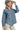 Side view of denim jacket with relaxed sleeves and layered paisley pattern