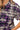Close-up of plaid pattern and faded cotton texture with button detail