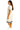 Side view of cream polo dress showing side slit and navy trim along hem