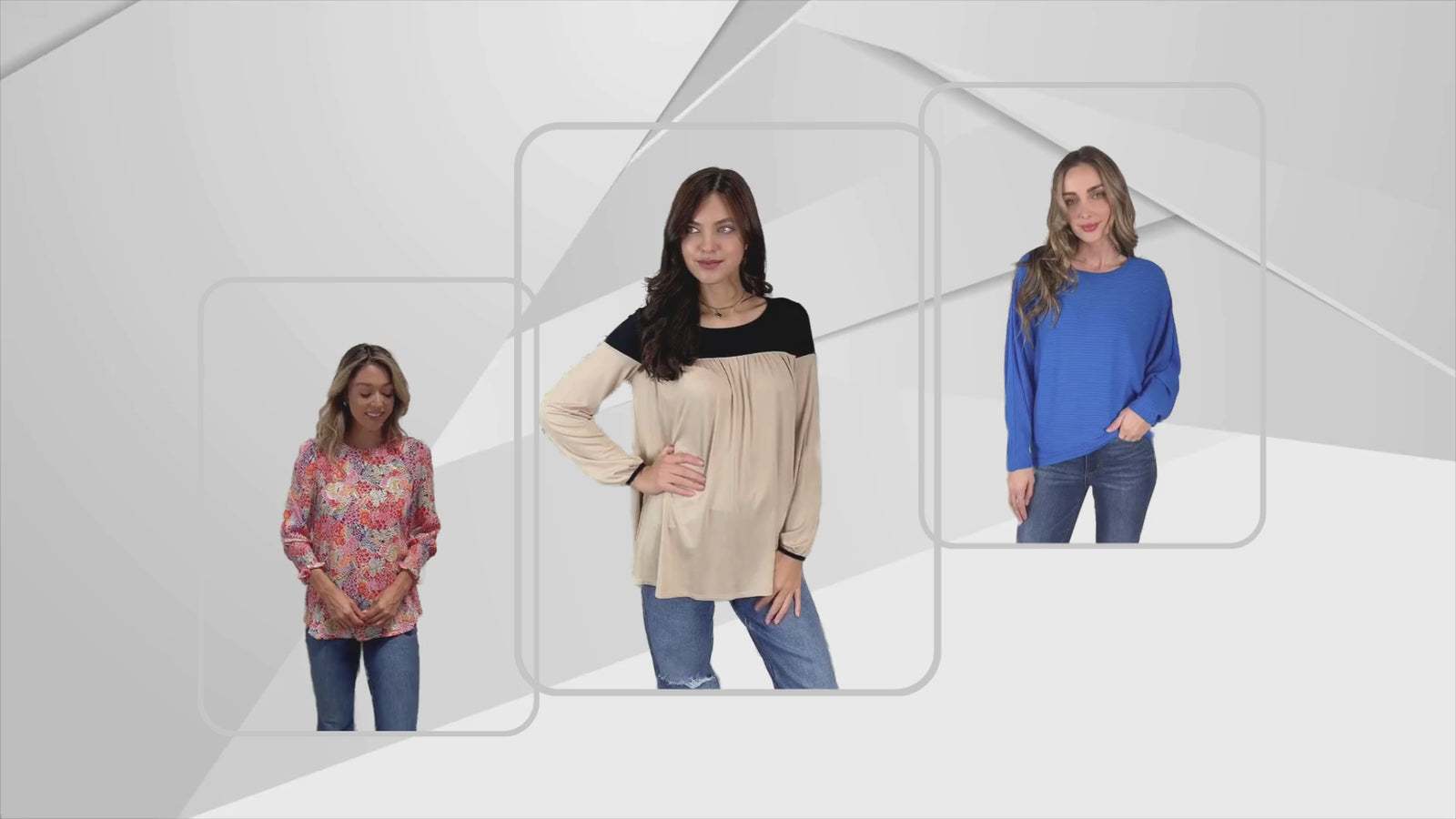 Models showcasing diverse blouse styles.