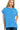 Front view of deep sky blue tee with rib texture and relaxed structure