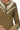 Close-up of lace trim and ribbed texture on olive button knit top