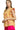 Model side view showing sherbet blouse’s ruffle sleeve and soft volume