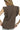 Back view of coffee brown shirt with relaxed fit and ruffle sleeve shape