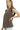 Side view of coffee brown shirt showing sleeveless design and curved hem