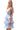 Side view of sleeveless gingham dress with flared tiered skirt.