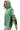 Side view of oversized French terry hoodie with plaid and stripe patterns kangaroo pocket and hood