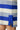 Close-up of royal blue and white stripe pattern in soft French terry fabric