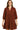 Main view of red-brown corduroy mini dress with tiered skirt and balloon sleeves