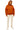 Person wearing an orange hoodie with a zipper, white pants, and white sneakers on a white background