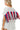 Back view of a cotton tee with sequin American flag ribbon and tassel detail on casual fit