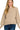 Front view of light mocha wide neck drop shoulder sweater showing oversized relaxed fit.