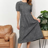 Casual chic Chambray Midi Dress with button-down front and belt, front view.