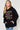 Casual Letter Graphic Cotton Hoodie Front View, Black