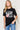 Casual Letter Graphic Cotton T-Shirt Front View, Black