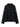 Black sweater with white trim on sleeves and neckline against a white background