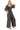 Side view of the black wide leg jumpsuit, showcasing its ruched details.