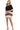 Model in color block tee paired for casual everyday wear.