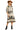 Women's Cream Printed Notched Midi Dress, front view showcasing its elegant notched neckline and flattering fit.