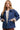 Women's Versatile Dark Blue Quilted Denim Jacket with Snap Closure – Stylish & Versatile