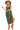 Women’s dark green round neck midi tank dress with pockets and slit detail.