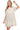 Front view of the cream ruffled eyelet round neck dress, featuring delicate eyelet detailing.