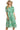 Women's printed smocked cuff puff sleeve midi dress in Green, showcasing puff sleeves and a tiered design.