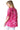 Back view of the hot pink blouse, highlighting its simple and elegant back.