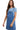 Indigo wide strap denim overall dress with pockets, front view showcasing its casual and trendy design.