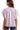 Side profile of lavender t-shirt highlighting a comfortable and flattering fit.