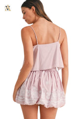 Back view of crop top and skirt set, highlighting soft fabric and flattering fit.