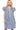 Women's navy ruffle sleeve dress front view with tiered sleeves and practical side pockets