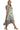 Side view of women's mixed print ruffle cap sleeve midi dress, highlighting the flattering midi length and ruffled sleeves.