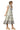 Side view of women's mixed print ruffle cap sleeve midi dress, highlighting the flattering midi length and ruffled sleeves.