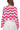 Back view of pink openwork top highlighting feminine silhouette.