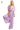 Women's pink purple kimono sleeve set, front view showcasing flowy sleeves and modern silhouette.